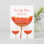 Modern Coral Poppy Wedding Save the Date Einladung (Stehend Vorderseite)