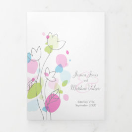 Modern Coral Red Konfetti Blume Blütenblätter Hoch Dreifach-gefaltete Programmkarte