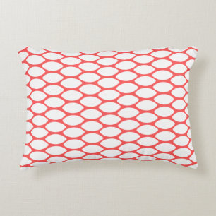 Modern Coral Red White Muster Akzent Pillow Dekokissen