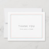 Modern Coral und Aquamarine Grenze Danke Karte (Vorderseite)