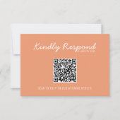 Modern Coral Whimsical Summer QR Code Wedding RSVP Karte (Vorderseite)