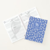 Modern Cornflower Blue Dandelion Monogram Rezept Notizblock (Innenseite)