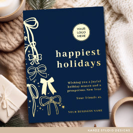 Modern Corporate Blue Christmas Gold Foil Card Folien Feiertagskarte