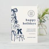 Modern Corporate Blue Christmas Holiday Card Einladung (Stehend Vorderseite)