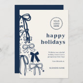 Modern Corporate Blue Christmas Holiday Card Einladung (Vorne/Hinten)