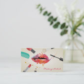 Modern Cosmetic farbenfrohe Lippen Makeup Artist Visitenkarte (Stehend Vorderseite)