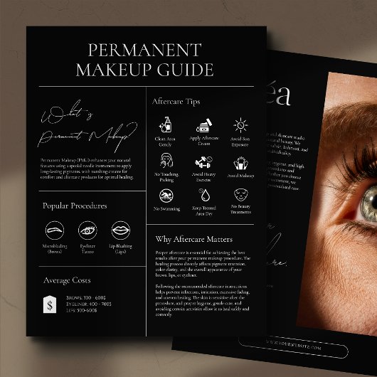 Modern Cosmetic Permanent Makeup Aftercare Guide Flyer