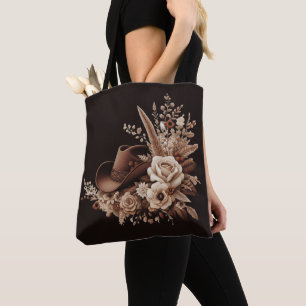 Modern Country Western-Blumen mit einem Cowboyhut Tasche