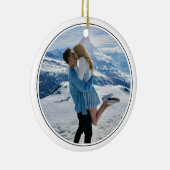Modern Couple Engagement Photo First Christmas Keramik Ornament (Rechts)