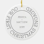 Modern Couple Engagement Photo First Christmas Keramik Ornament (Hinten)