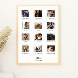 Modern Couple First Anniversary Foto Collage Poster