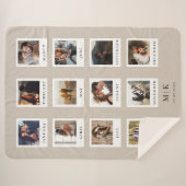 Modern Couple First Anniversary Foto Collage Sherpadecke (Vorderseite (Horizontal))