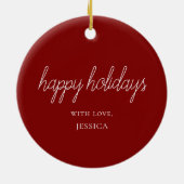 Modern Couple Foto Anniversary Script Red Holiday Keramik Ornament (Hinten)