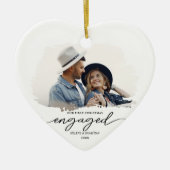 Modern Couple Foto First Christmas Verlobt Keramik Ornament (Vorne)