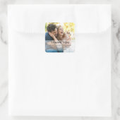 Modern Couple Foto Wedding Vielen Dank Quadratischer Aufkleber (Tasche)