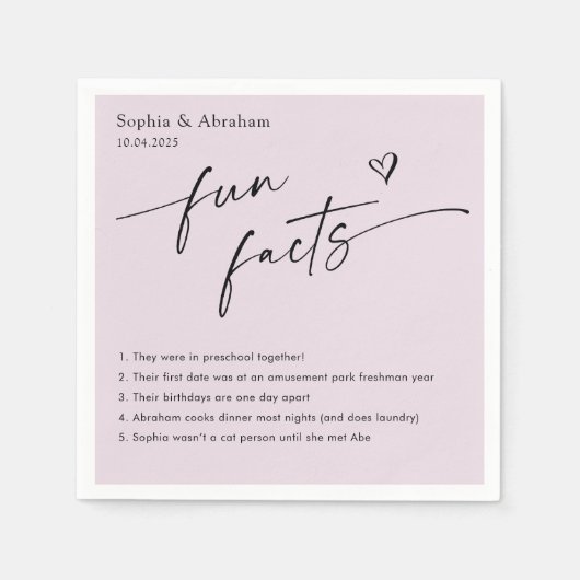 Modern Couple Fun Fakten Hochzeit Serviette (Vorderseite)