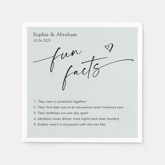 Modern Couple Fun Fakten Hochzeit Serviette (Vorderseite)