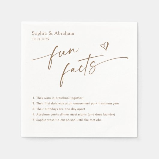 Modern Couple Fun Fakten Hochzeit Serviette (Vorderseite)