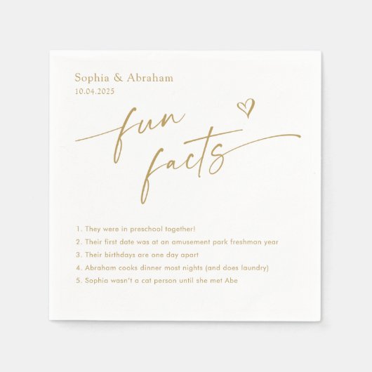 Modern Couple Fun Fakten Hochzeit Serviette (Vorderseite)