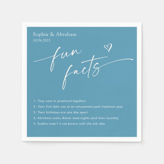 Modern Couple Fun Fakten Hochzeit Serviette (Vorderseite)
