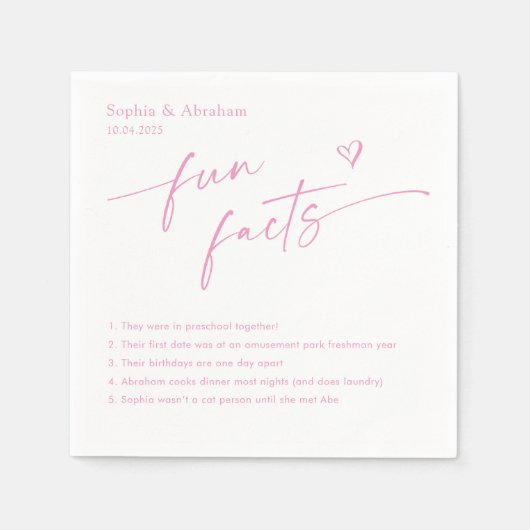 Modern Couple Fun Fakten Hochzeit Serviette (Vorderseite)