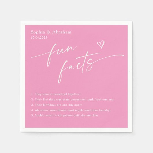 Modern Couple Fun Fakten Hochzeit Serviette (Vorderseite)