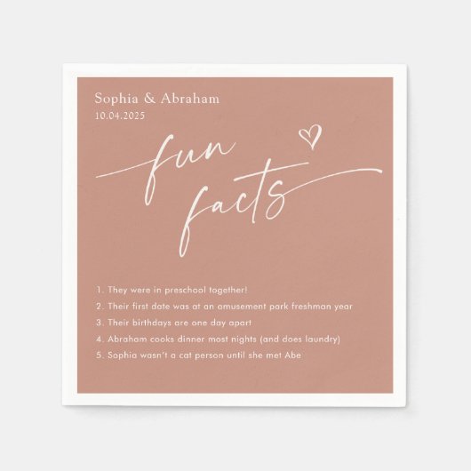 Modern Couple Fun Fakten Hochzeit Serviette (Vorderseite)