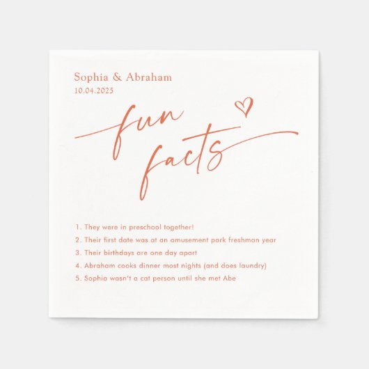 Modern Couple Fun Fakten Hochzeit Serviette (Vorderseite)