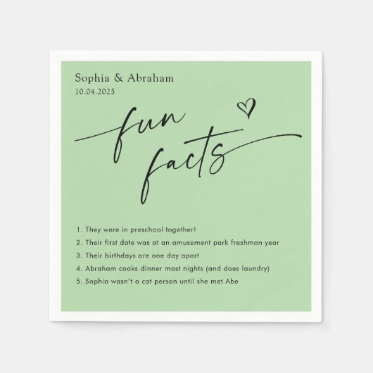 Modern Couple Fun Fakten Hochzeit Serviette (Vorderseite)