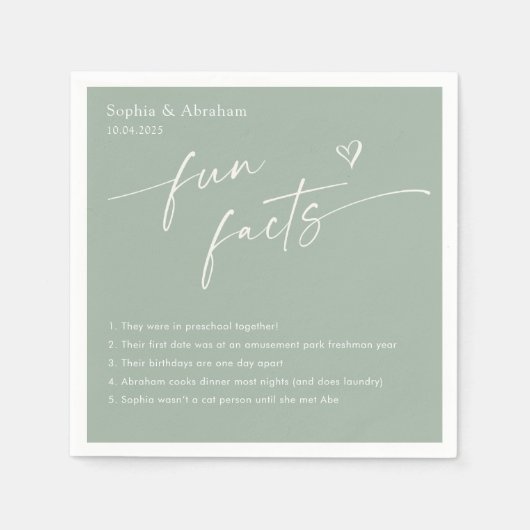 Modern Couple Fun Fakten Hochzeit Serviette (Vorderseite)