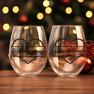 Modern Couple Holding Händchen Individuelle Name H Weinglas Ohne Stiel