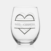 Modern Couple Holding Händchen Individuelle Name H Weinglas Ohne Stiel (Vorderseite)
