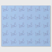 Modern Couple Initial Monogram & Date Baby Blue Geschenkpapier (Flach)