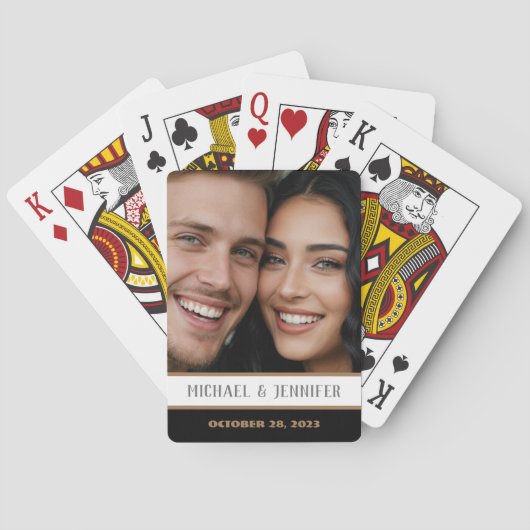 Modern Couple Monogram Date - Benutzerdefinierter  Spielkarten (Rückseite)