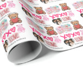 Modern Couple Name and Photo Valentines Day  Geschenkpapier (Rolleneckpunkt)