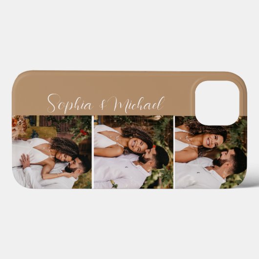 Modern Couple Names 3 Fotos Collage Grid Case-Mate iPhone Hülle (Rückseite (Horizontal))