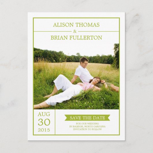 Modern Couple Save the Date Card Ankündigungspostkarte (Vorderseite)