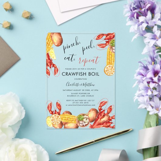 Modern Couple Verlobung Crawfish Booking Acryleinladungen (In Situ (Hochzeit))