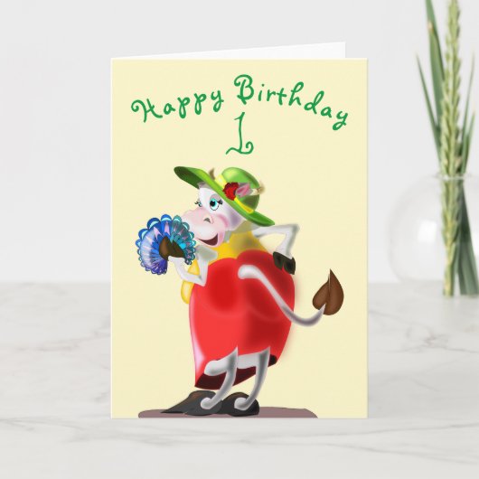 Modern Cow Funny Birthday Card - individuell anpas Karte (Vorderseite)