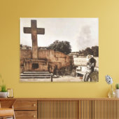 Modern Cowboy Biker checking his GPS. Leinwanddruck (Insitu (Wohnzimmer))