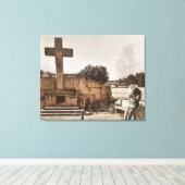 Modern Cowboy Biker checking his GPS. Leinwanddruck (Insitu (Holzboden))