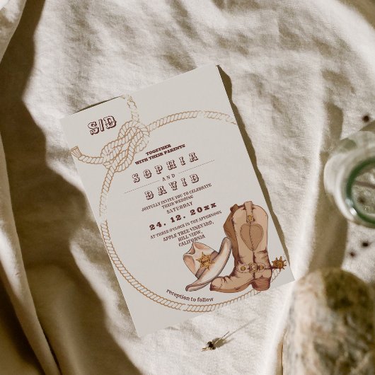 Modern Cowboy Western Wedding  Einladung