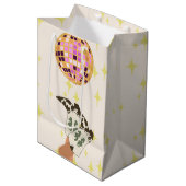 Modern Cowgirl Cowboy Disco Ball Beige Mittlere Geschenktüte (Vorderseite Schrägansicht)