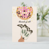 Modern Cowgirl Legs Cowboy Disco Ball Beige Dankeskarte (Stehend Vorderseite)