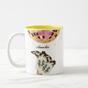 Modern Cowgirl Legs Cowboy Disco Ball Zweifarbige Tasse