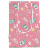Modern Cowgirl Leo Zodiac Pattern Boho Pink Mittlere Geschenktüte (Rückseite)