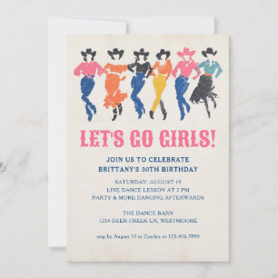 Modern Cowgirl Line Dance Geburtstag Einladung