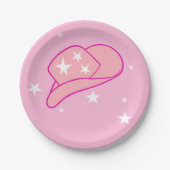 Modern Cowgirl Western Hat Pink Birthday Pappteller (Vorderseite)