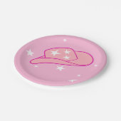 Modern Cowgirl Western Hat Pink Birthday Pappteller (Schrägansicht)