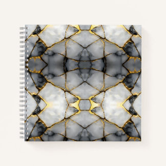 Modern Cracked Gold White & black marble Notizblock